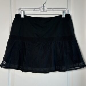 Athleta Black Mesh Overlay Flared Mini Skort Tennis Pickleball Balletcore Style